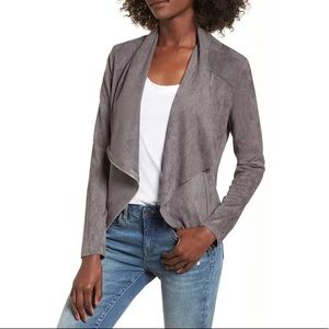 Blank NYC Faux Suede Drape Front Jacket